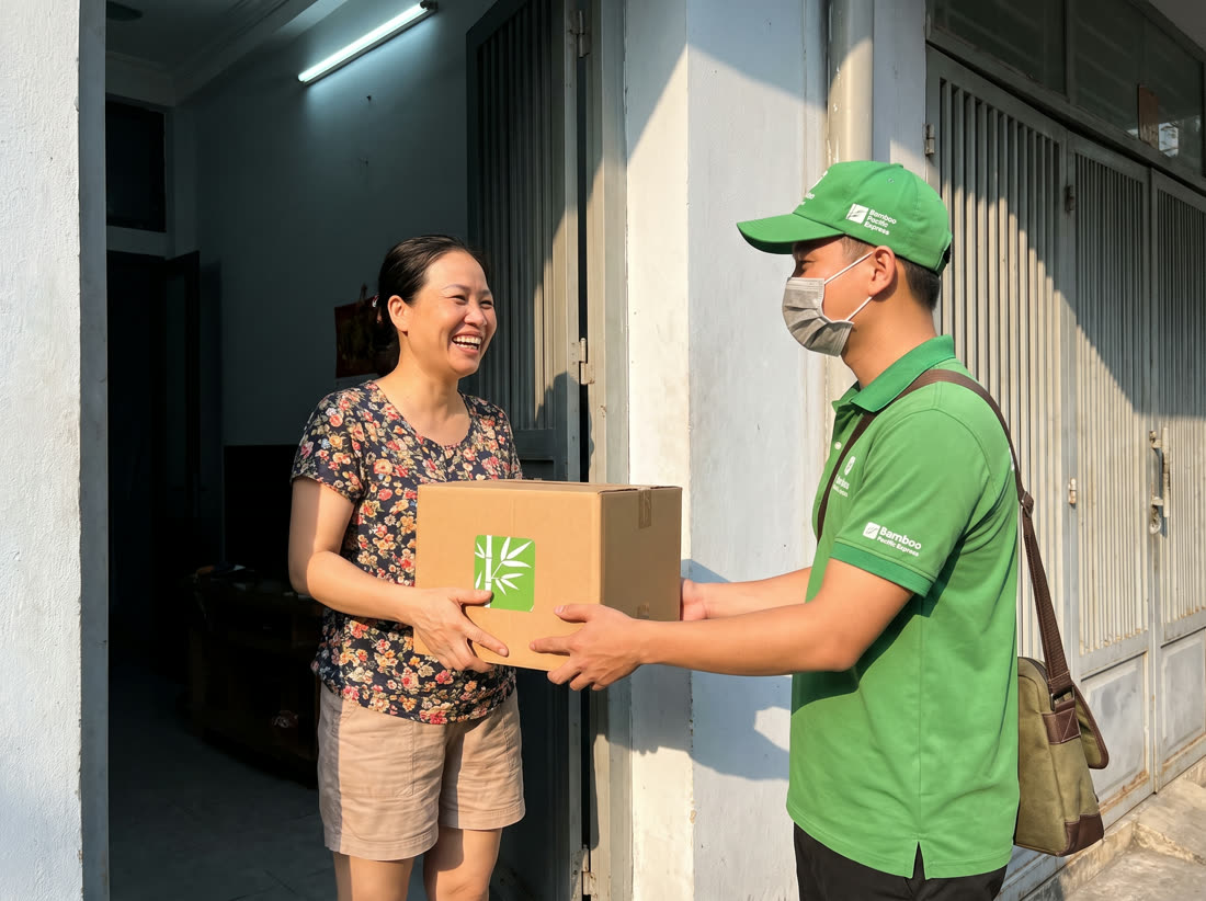 Khách hàng nhận hàng